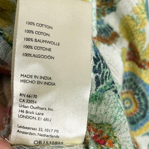 Anthropologie Crop Top 2 Piece Set Womens Large Green Floral Cotton Resort Wear - Picture 14 of 15